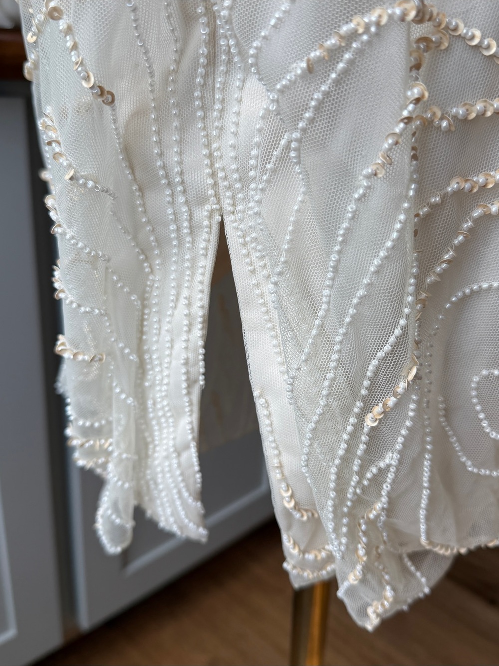 Basix II Ivory Beaded Formal Midi Dress with Matching Shawl Size 6 - Picture 11 of 11